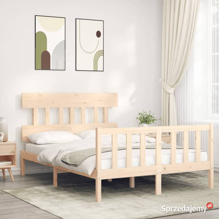 Rama łóżka z wezgłowiem lite drewno WM3193306 Warszawa