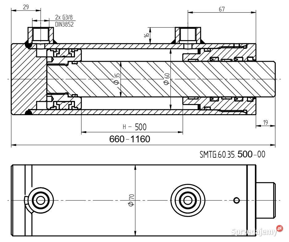 SIŁOWNIK HYDRAULICZNY SMTG 60x35 SKOK 500 2STR Solec Kujawski sprzedam