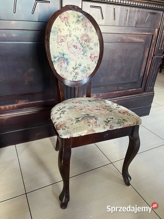 KRZESŁO fotel DREWNO Z OBICIEM motym KWIATOWY 4 Pszczyna