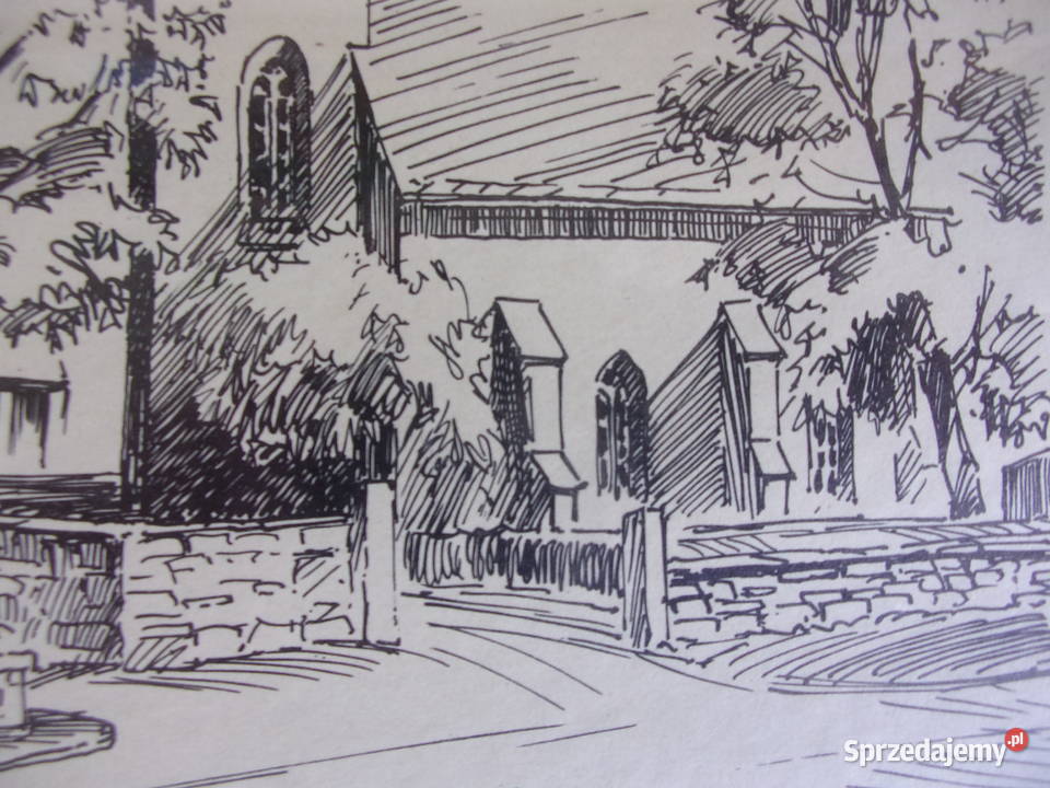 Ładna stylowa rycina wykonana piórkiem w mazowieckie Warszawa sprzedam