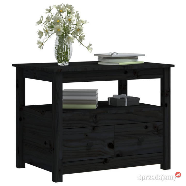 Stolik kawowy czarny 71x49x55 lite drewno
