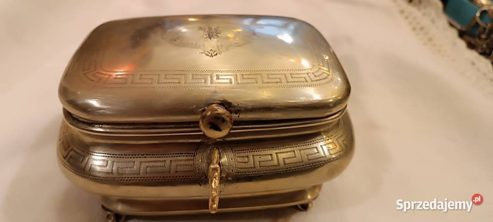 Cukiernica skrzynkowa biedermeier zdobiona orłem Antykwariat Kraków