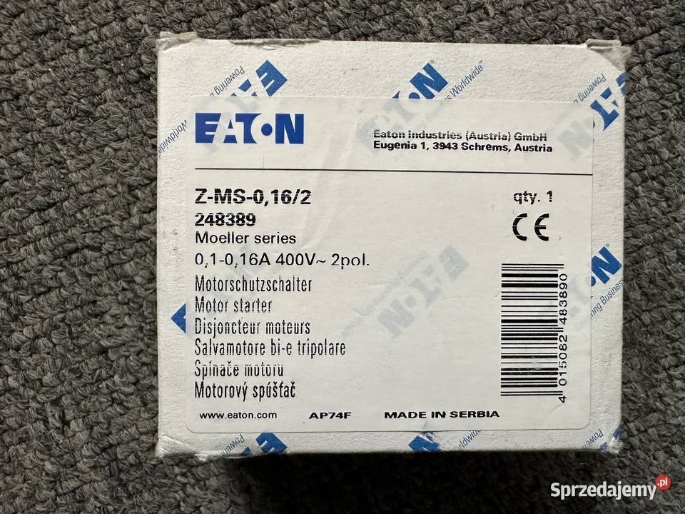 Wyłącznik silnikowy 2biegunowy ZMS0162 Eaton sprzedam