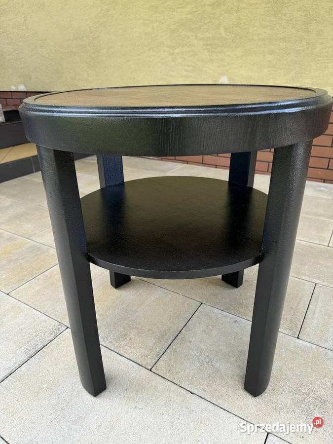 Stolik okrągły stylowy z półeczką kawowy Sulbiny