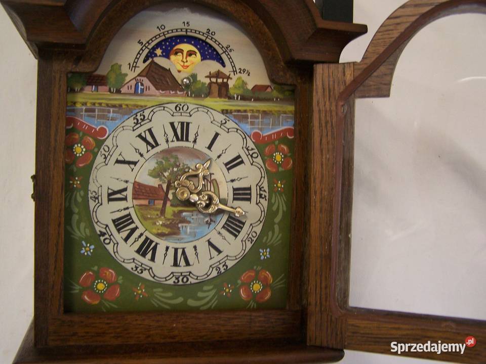 Zegar wiszący Hermle ręcznie malowany z wagami Koszalin