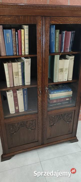Piękna biblioteka witryna dębowa Łagów