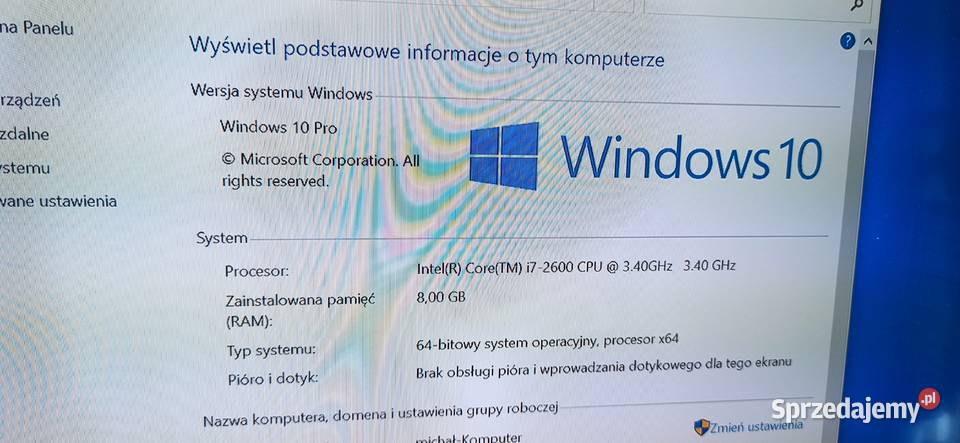sprzedam komputer na Windowsie 10 Liczba rdzeni procesora 4 pomorskie Gdynia sprzedam