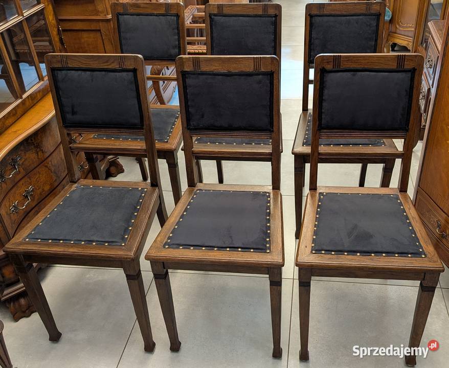 Sześć dębowych krzeseł secesyjnych do lekkiej Dąbrowa Górnicza sprzedam