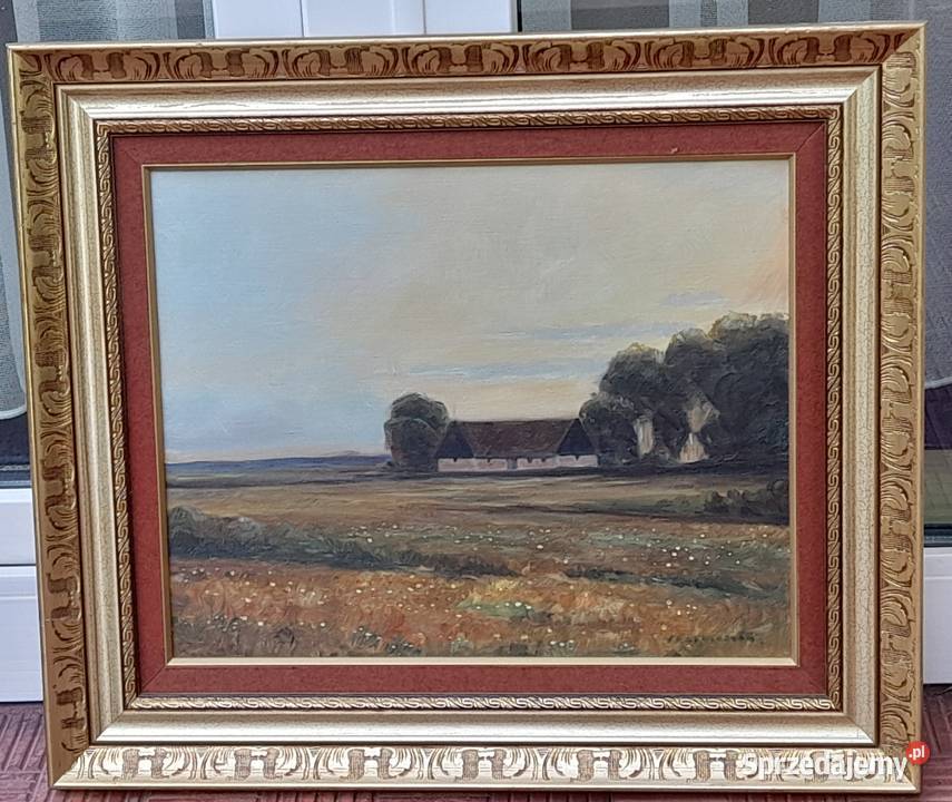 Viktor Rasmussen Krajobraz złota rama cenny Iłża