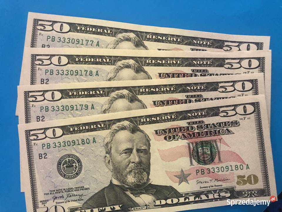 Banknoty 50 dollarowe rzadkie kolejne numery Szczecin