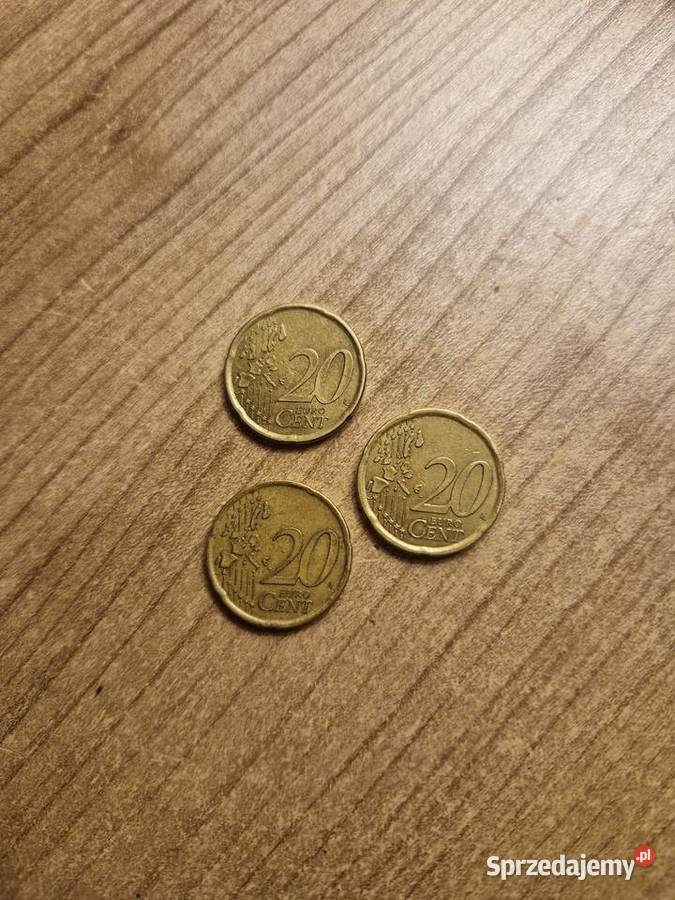 Trzy monety 20 centów Hiszpania 1999 i 2001 Radłów