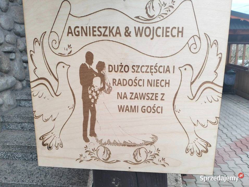 prezent ślubny grawerowany na sklejce Nowy Targ sprzedam