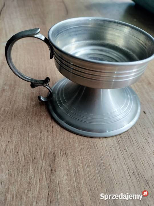 Kaganek z cyny do dekoracji świecznik