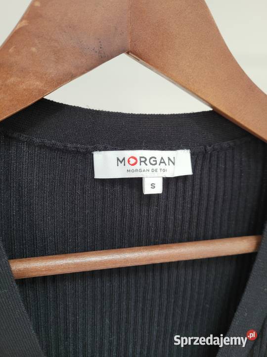 Czarny kardigan dekolt w serek rękawy z Liszki