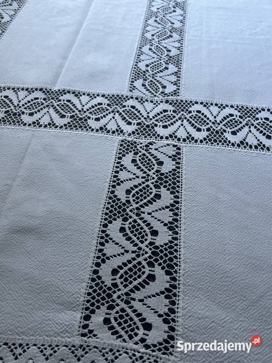 Obrus biały z koronkami biały Zabrze sprzedam