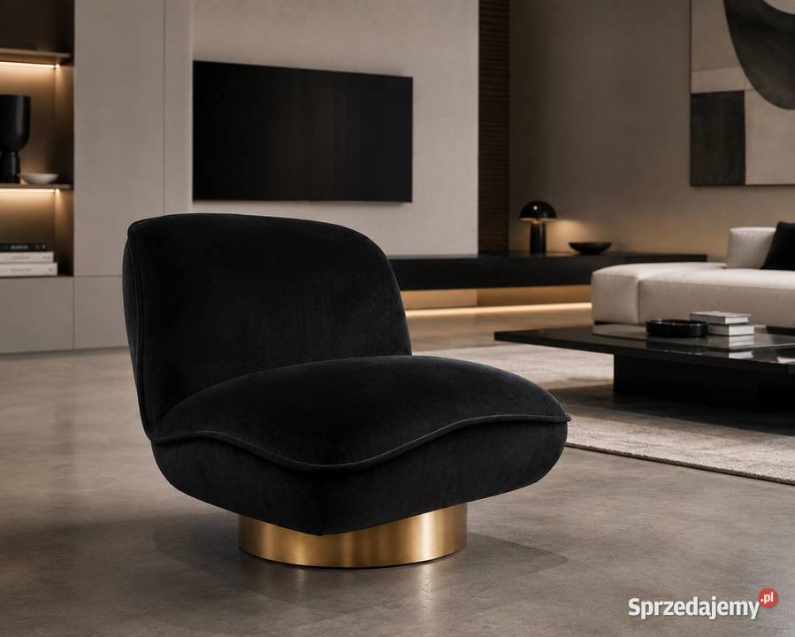 Fotel glamour czarny welurowy Monte Black Velvet Golkowice
