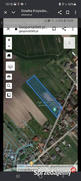 Krzyszkowo Obornicka dzałka 5280m2 Sprzedaż wielkopolskie sprzedam