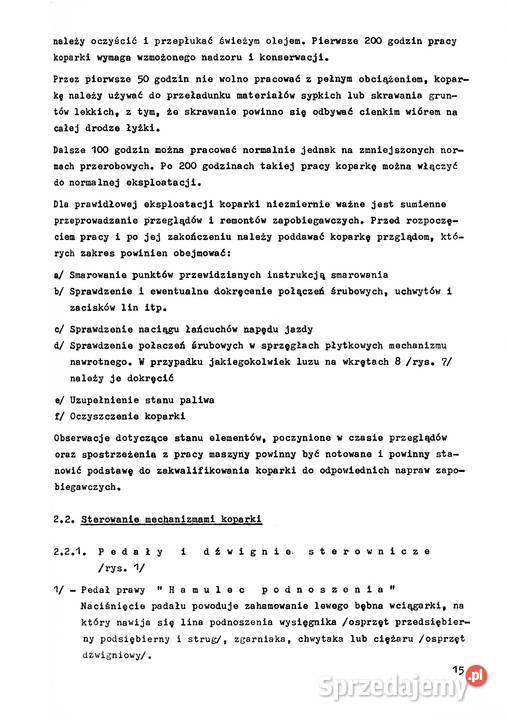 KOPARKA 251 instrukcja obsługi Stalowa Wola