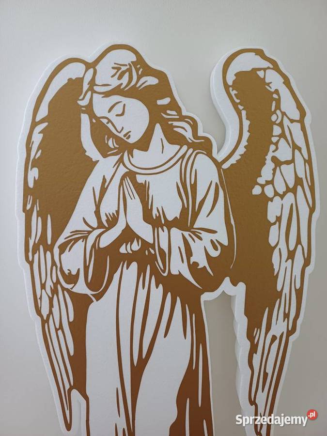 Duży anioł modlący się dekoracja Grób Pański wielkopolskie Dobrzyca