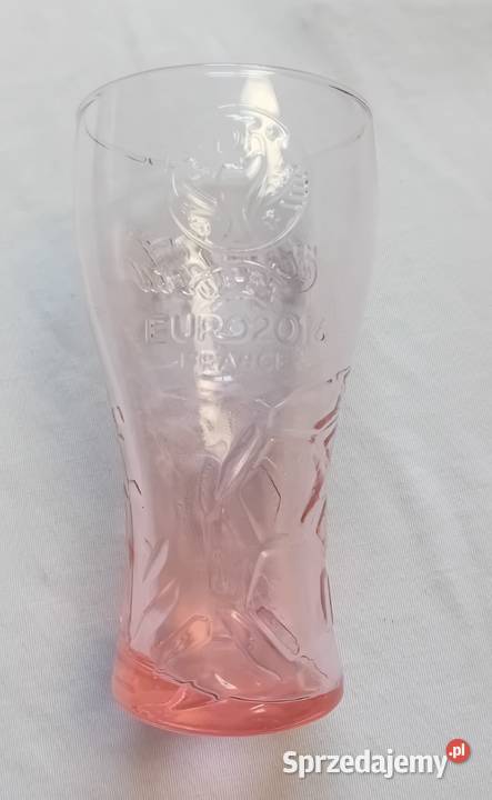 Różowa kolekcjonerska szklanka Coca Cola UEFA Porcelana i szkło Koźminek