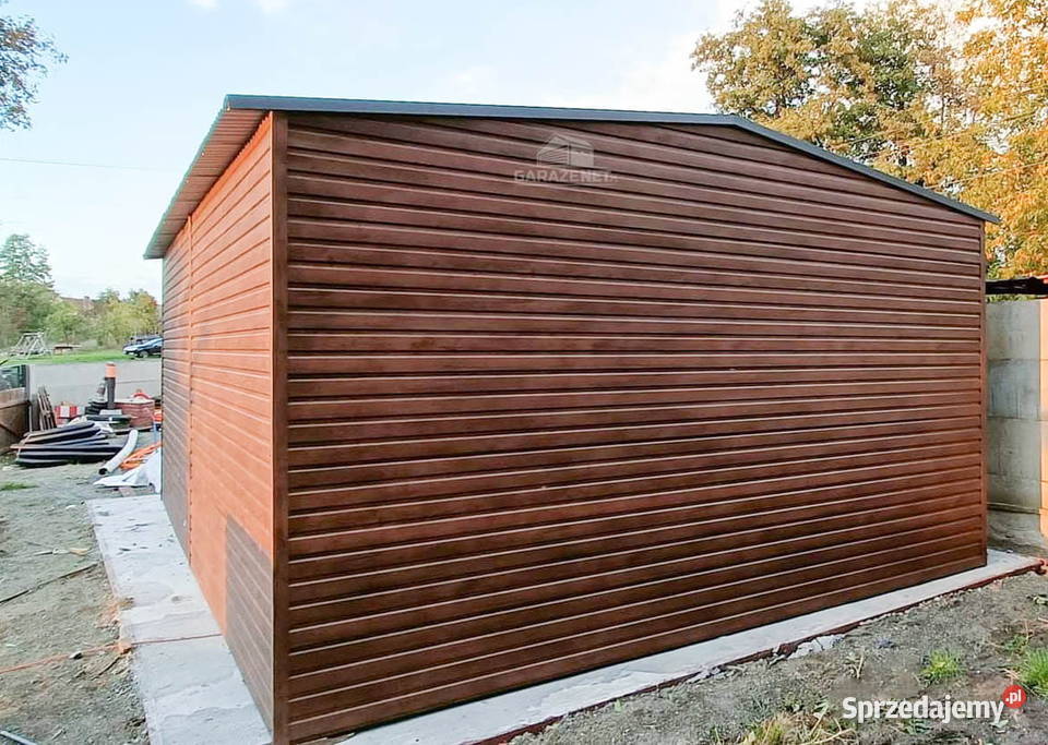 GARAŻ BLASZANY 5m x 7m DWUSPAD BRAMA UCHYLNA Domki narzędziowe Łapanów