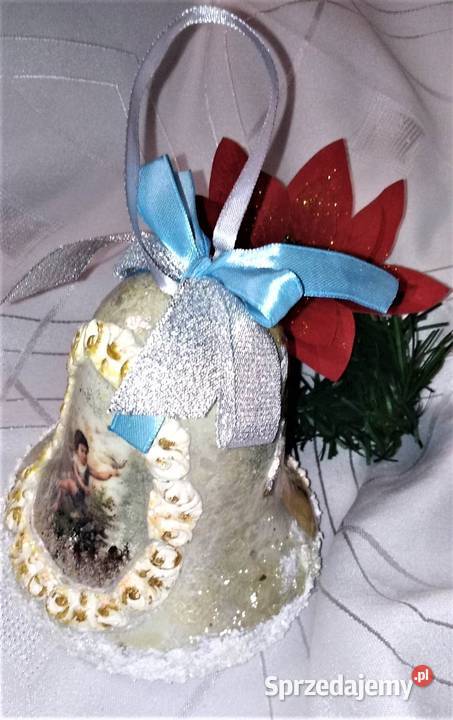 Duży dzwonek styropianowy handmade decoupage