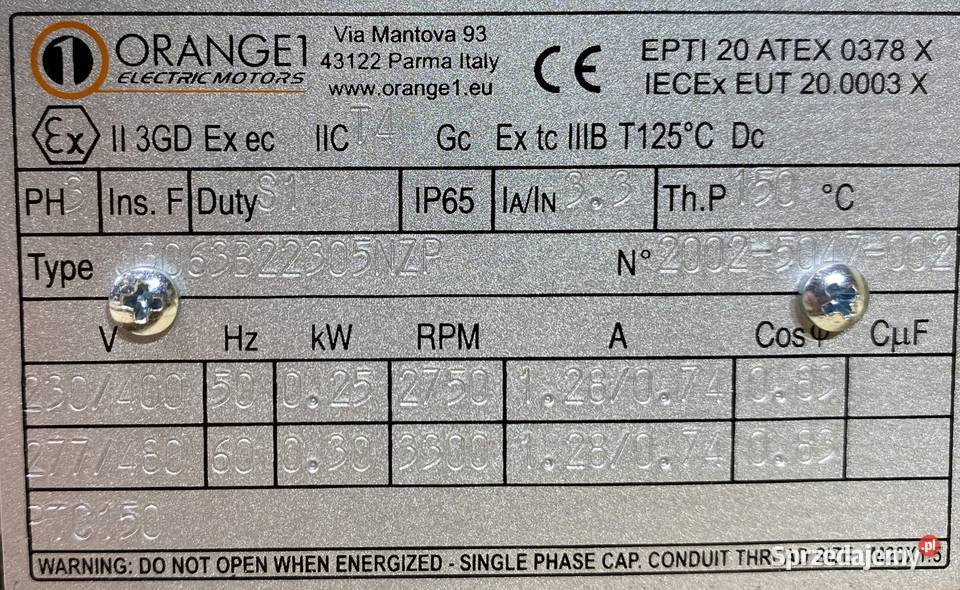 silnik elektryczny 025kW 2750obr 3fazowy Pigża sprzedam