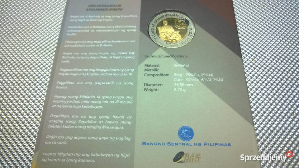 moneta Blister Filipiny 10 pesos 2014 Warszawa