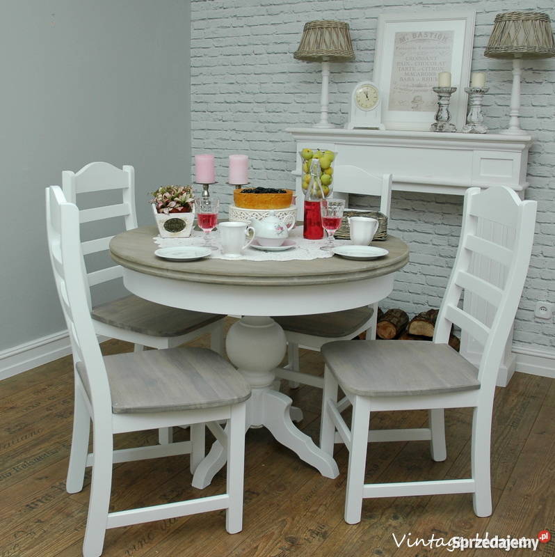 Prowansalski stół OKRĄGŁY cudo Vintage shabby Kalisz