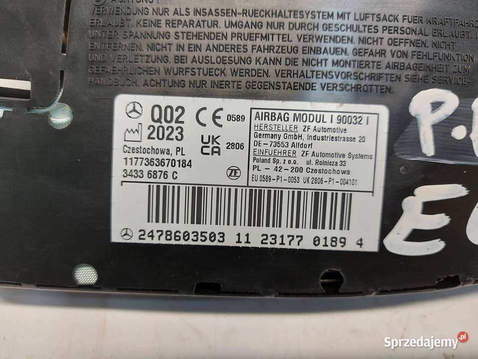 Mercedes EQA 250 W243 PODUSZKA FOTELA PRAWA