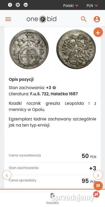 3 fenigi śląskie 1704 Leopold I srebro Wejherowo