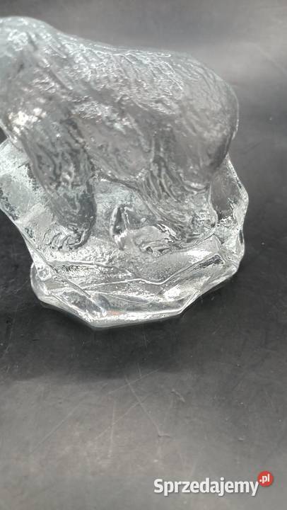 Zabytkowy przycisk do papieru szklany niedźwiedź Zamość