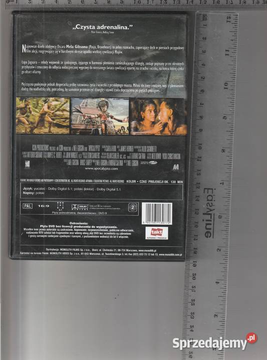 Apocalypto Mel Gibson DVD mazowieckie