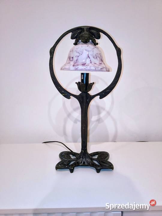 Stara francuska mosiężna lampa secesja Zaręba