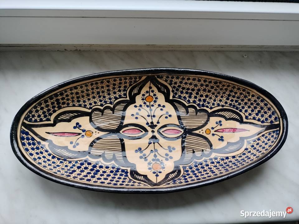 Piękna duża ceramiczna misa ręcznie malowane Choszczno