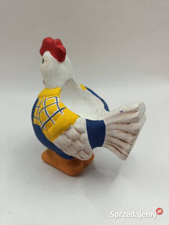 Figurka ceramika kogut w ubraniu pojemnik Zamość