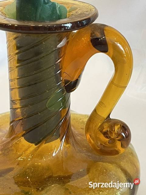 Szklany świecznik kaganek Huta Laura Tarnów Kraków