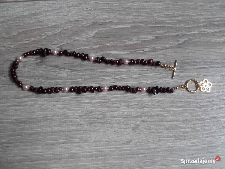 Naszyjnik granat perły swarovski Warszawa sprzedam