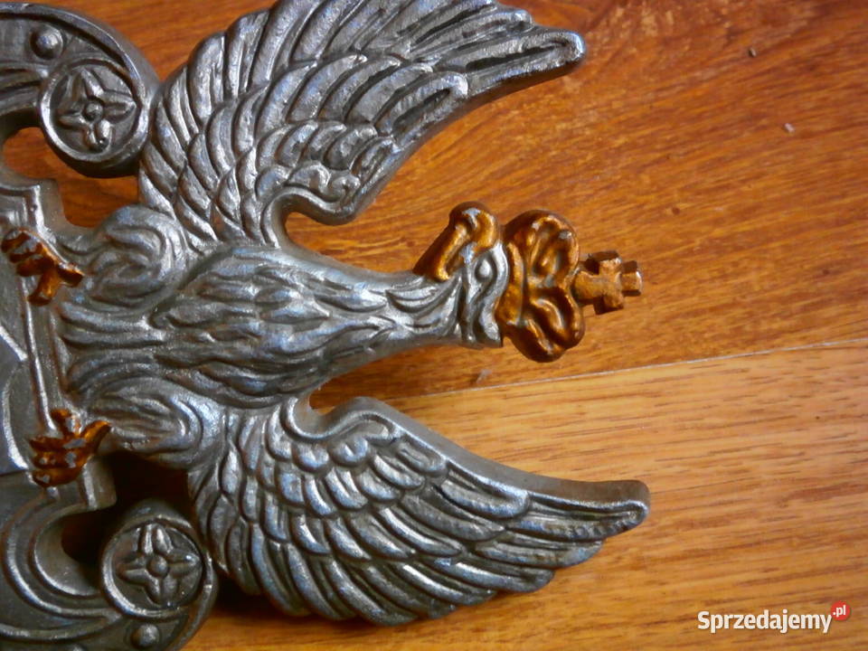 Orzeł w koronie z krzyżem wojskowy odlew Łódź