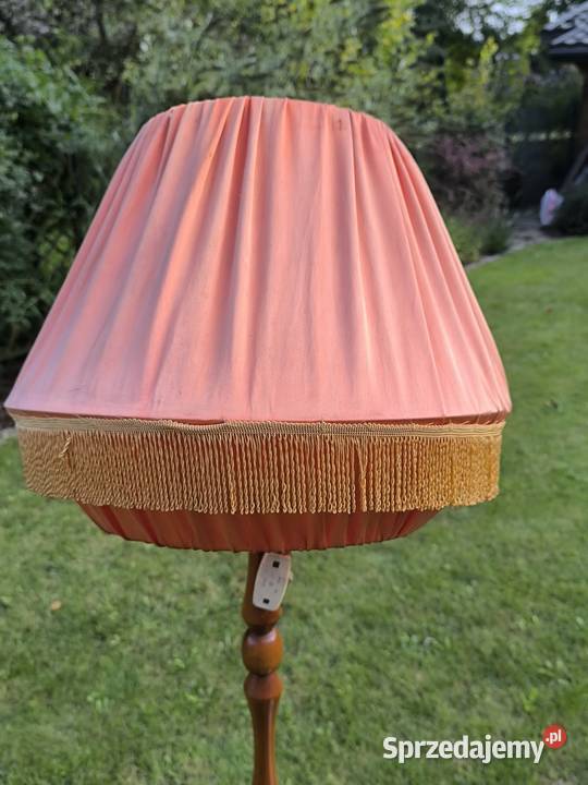 Lampa stojąca z abażurem prl Zebrzydowice