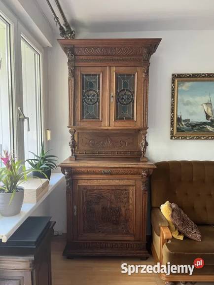 Kredens zabytkowy holenderski antyk lity dąb