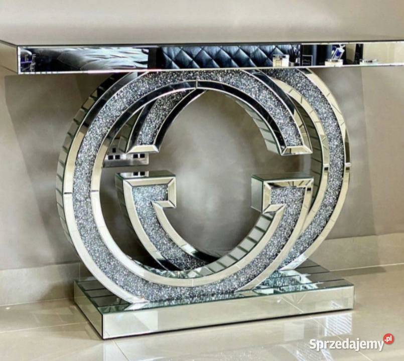 Nowoczesna lustrzana komoda konsola z kryształkami GG premiu