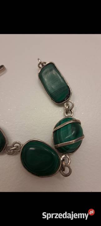 Bransoletka srebrna z malachitami Wa mazowieckie Radom