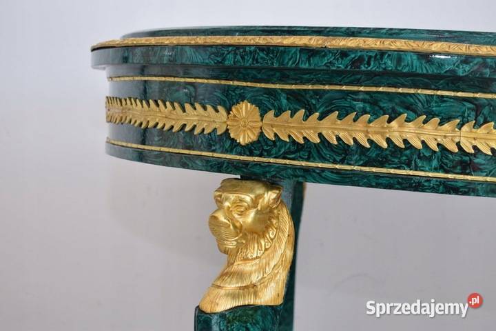 Królewski Drewniany Stół Vintage Malachit Kolor