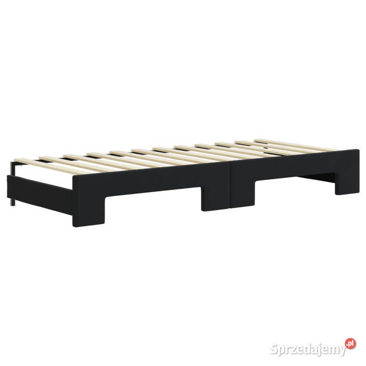 Sofa rozsuwana z szufladami czarna aksamit