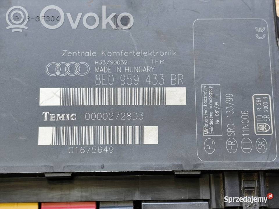 Audi A4 S4 B7 STEROWNIK MODUŁ KOMFORTU Wyposażenie elektryczne wielkopolskie