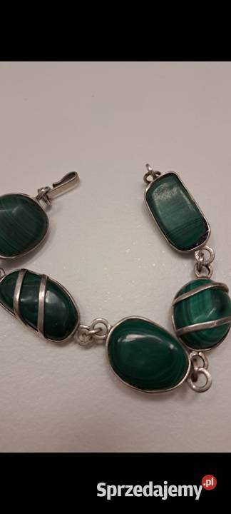 Bransoletka srebrna z malachitami Wa mazowieckie Radom