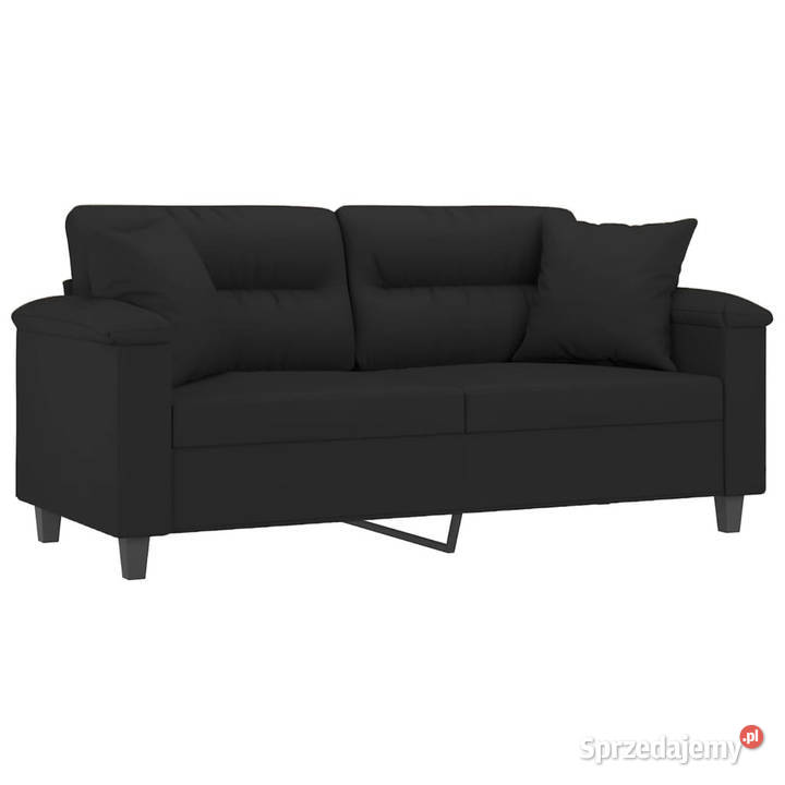 2osobowa sofa z poduszkami czarna 140 mikrofibra Warszawa