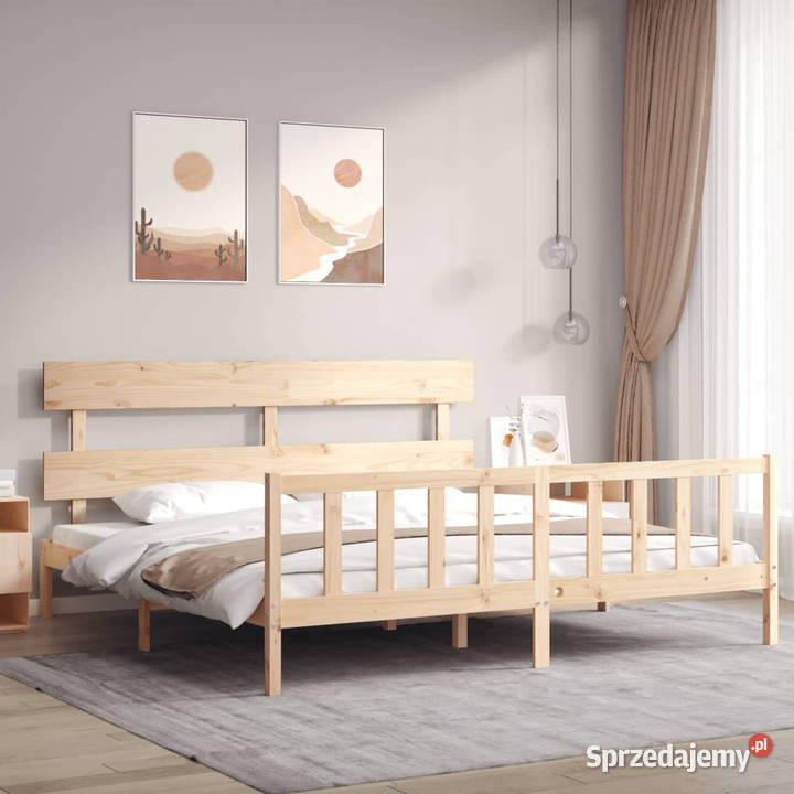 Rama łóżka z wezgłowiem lite drewno WM3193286 Warszawa