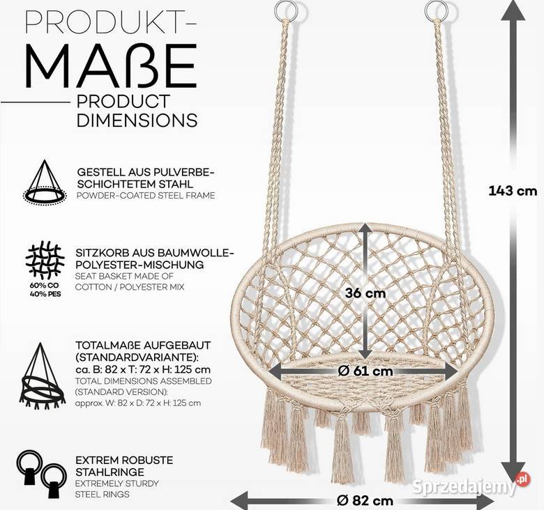 Huśtawka ażurowa bocianie gniazdo beżowe Pasłęk